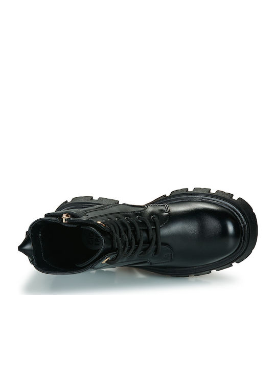 Lederne Kinderstiefel mit Reißverschluss Schwarz