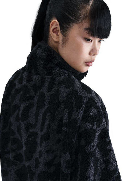 Sportswear Short Women's Cardigan with Zipper Black