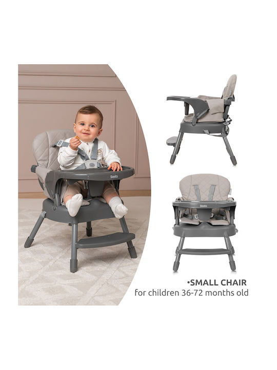 Lorelli Siesta Foldable Baby Highchair 3 in 1 with Adjustable Height Gray