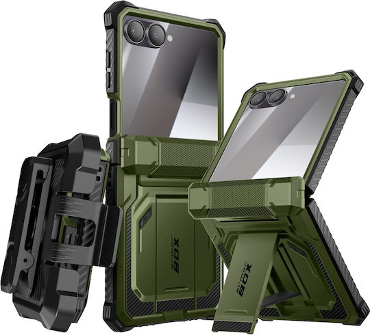 I-blason Case Galaxy Z Flip 7 Armorbox Model Tempered Glass Belt Clip Dark Green
