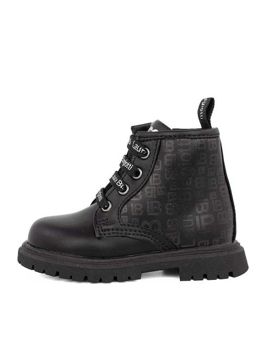 Leather Kids Boots with Zipper Black