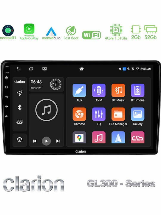 Clarion Car Audio System for Fiat 500X 2015-2020 (Bluetooth/USB/AUX/WiFi/GPS/Apple-Carplay/Android-Auto) with Touch Screen 9"