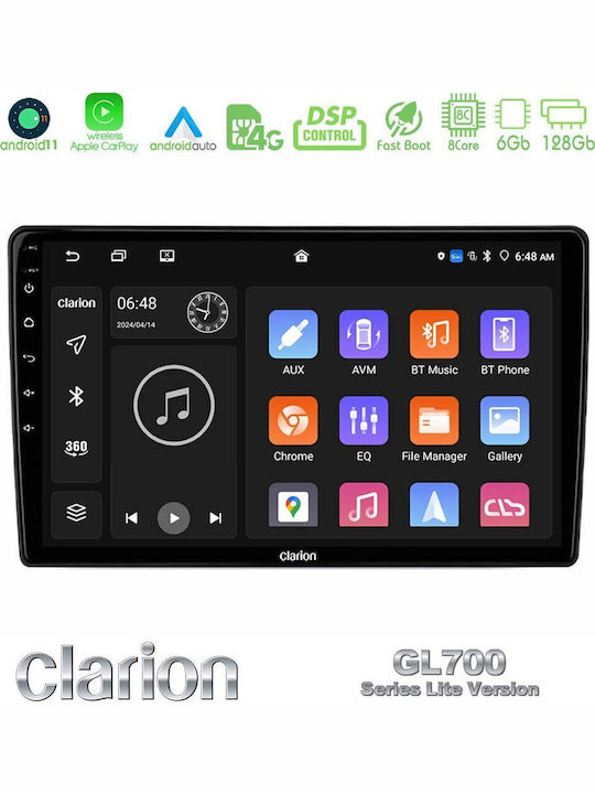 Clarion Car Audio System for Fiat 500X 2015-2020 (Bluetooth/USB/WiFi/GPS/Apple-Carplay/Android-Auto) with Touch Screen 9"