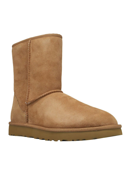 Suede Snow Boots with Fur Classic Short II Chestnut