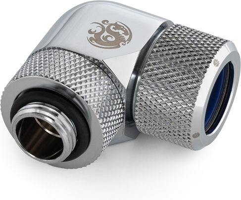 Προσαρμογέας Bitspower Bitspower Advanced 90 Μοιρών G1/4 Ίντσας Ag 14mm Ad Hardtube Περιστρεφόμενος Ασημί