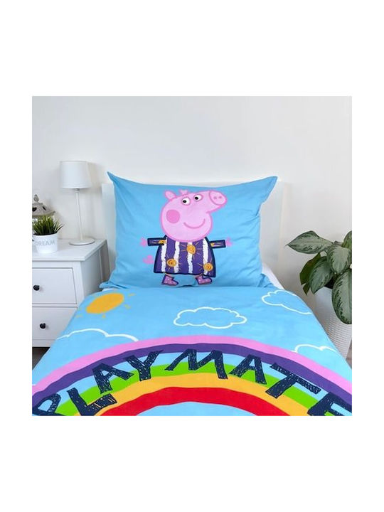 Halantex Kids Duvet Cover Set Single with Pillowcase Cotton Light Blue 137x200cm