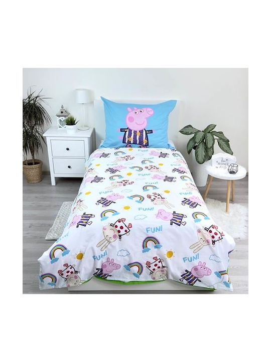 Halantex Kids Duvet Cover Set Single with Pillowcase Cotton Light Blue 137x200cm
