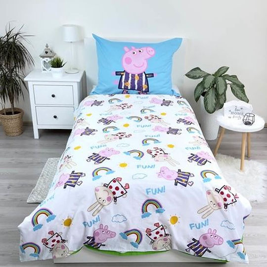 Halantex Halantex Kinderbettbezug Set Einzel mit Kissenbezug Baumwolle Hellblau 137x200cm