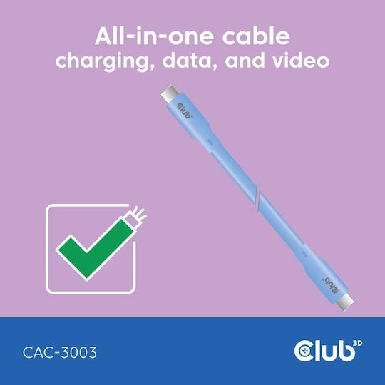 Club3D USB 2.0 Cable USB-C Male - USB-C 240W PD Blue 2m CAC-3003