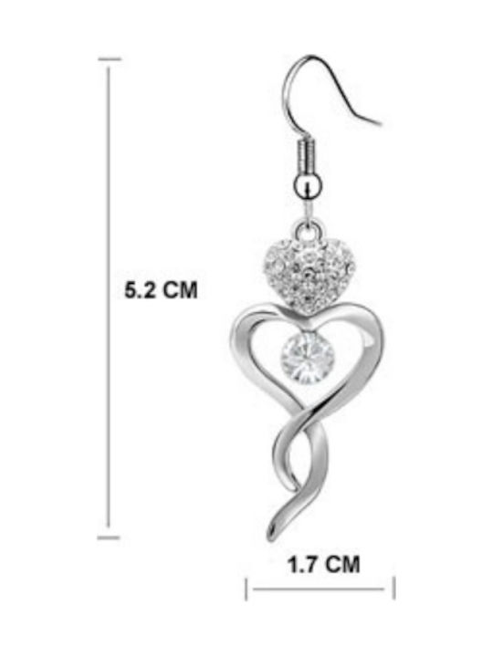 Special Offer Heart Dangle Earrings White Gold Plated Swarovski Crystals Abilene