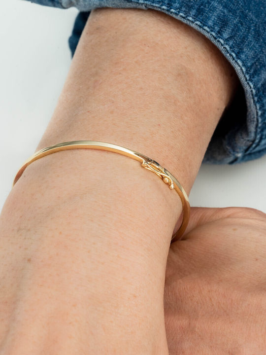 Lunaorocreations Women's Handcuff Bracelet 14K Yellow Gold 2mm Small