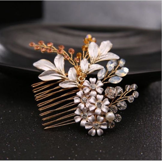Hair Comb Very Unique Champagne Amber Golden Purdy