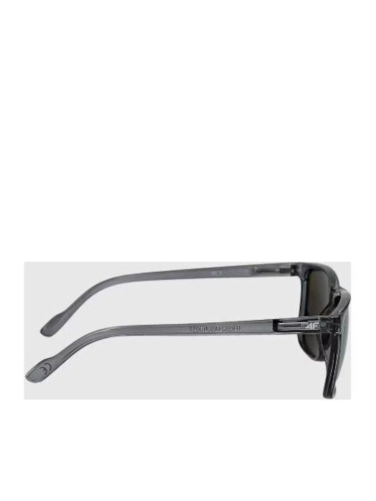 4F Men's Sunglasses with Black Plastic Frame and Black Polarized Mirror Lens 4FWMM00ASUNU071-21S