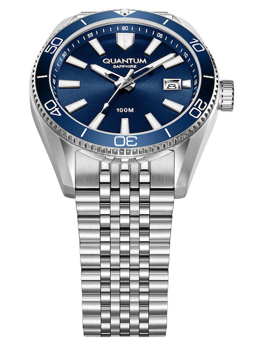 Quantum Adrenaline Men's Watch Chronograph Battery with Silver Metal Bracelet