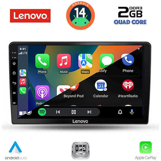 Lenovo Автомобилна Аудио Система (Блутут/USB/WiFi/GPS/Apple-Carplay/Android-Auto) с Тъчскрийн 9"