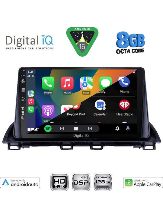 Digital IQ Car Audio System for Mazda 3 2014-2019 (Bluetooth/USB/AUX/WiFi/GPS/Apple-Carplay/Android-Auto) with Touch Screen 9"