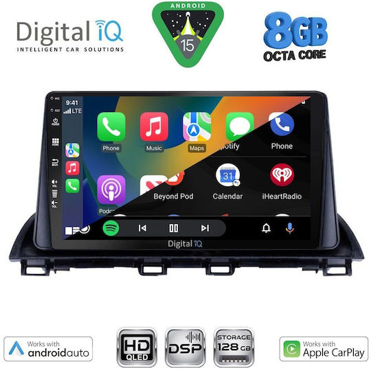 Digital IQ Car Audio System for Mazda 3 2014-2019 (Bluetooth/USB/AUX/WiFi/GPS/Apple-Carplay/Android-Auto) with Touch Screen 9"