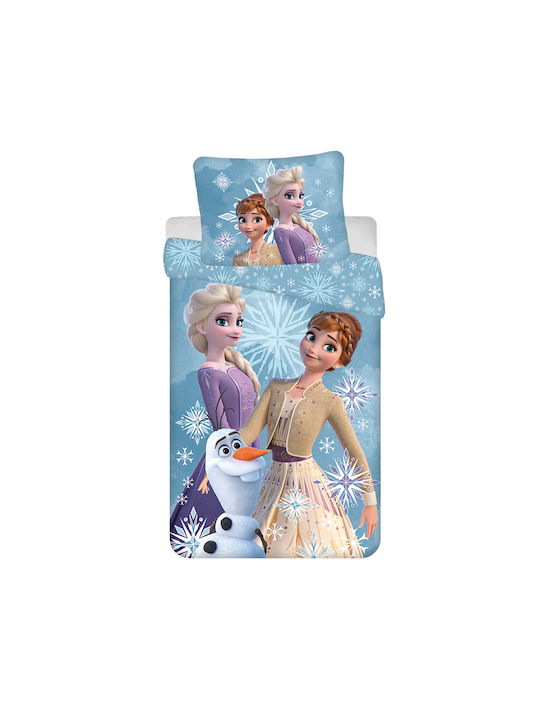 Halantex Set Kids Duvet Cover Single with Pillowcase Cotton White Snowflake 140x200cm
