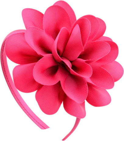 Hair Headband Satin Flowers Various Colors Dahlia