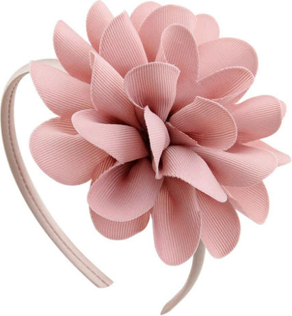 Hair Headband Satin Flowers Various Colors Dahlia
