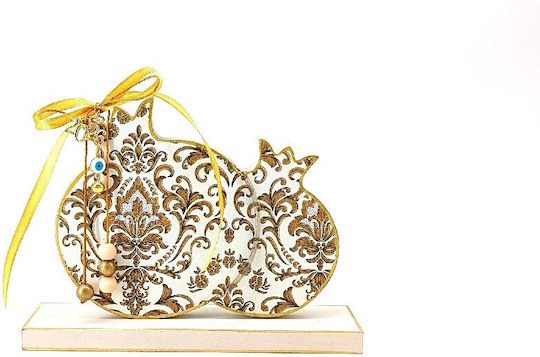 Korres Craft Handmade Hanging Lucky Charm Pomegranate White made of Wood 13.5x18.5cm 1pcs