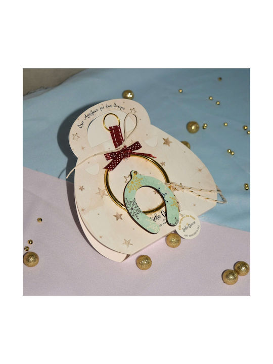 LiebeQueen Handmade Hanging Lucky Charm Horseshoe Light Blue made of Wood 1pcs