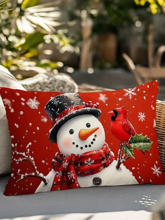 By Queen Limited Festive Edition Μαξιλαροθήκη Χιονάνθρωπος & Καρδινάλιος 50×30 Εκ