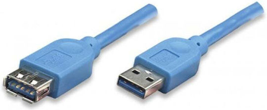 Techly USB 3.0 Кабел USB-A мъжки - USB-A женски Син 1м ICOC-U3-AA-10-EX