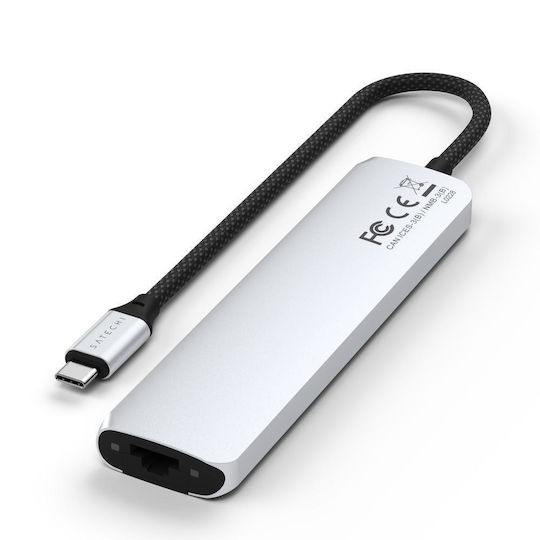 Satechi USB-C Docking Station με HDMI 4K PD Ethernet Ασημί (ST-P7SS)
