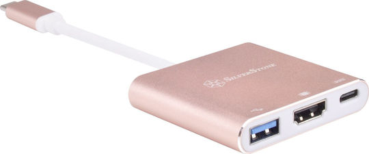 Silverstone EP08 USB-C / USB-A Docking Station mit 4K PD Ethernet Rosa