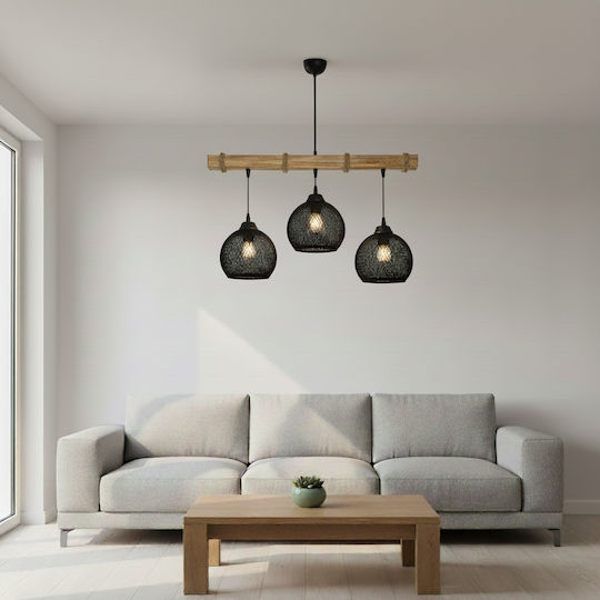 Pakketo PWL-1120 Κρεμαστό Φωτιστικό Μαύρο Boho με Σχοινί για Ντουί E27 50x20x63εκ.