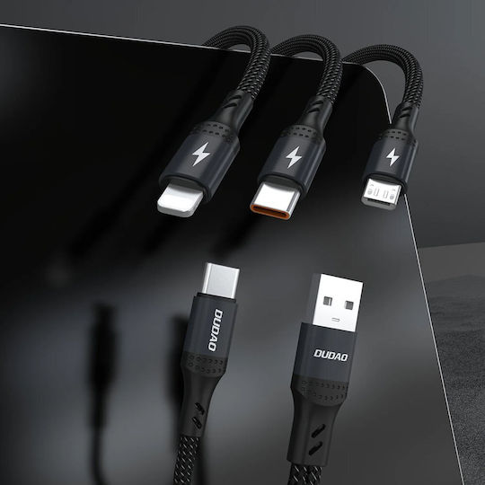 Dudao Braided USB to Lightning / Type-C / micro USB Cable Μαύρο 1.2m 304004-198959
