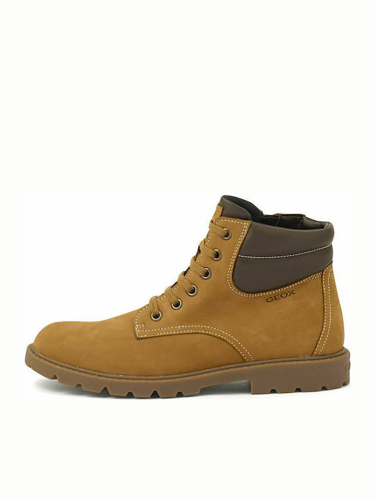 Shaylax Leather Kids Snow Boots with Zipper Yellow