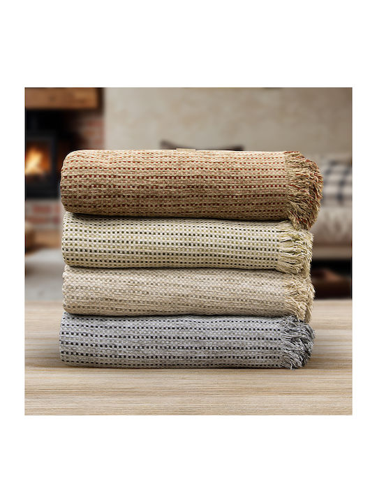 Lino Home Velora Three-Seater Sofa Throw Chenille 180x300cm Olive Green