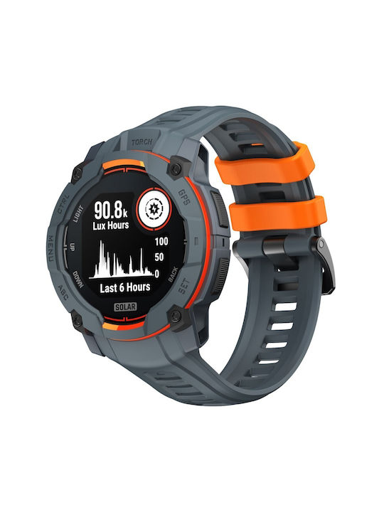 Garmin Instinct 3 Amoled Instinct 3 Solar 50mm Λουράκι Σιλικόνης Blue Orange