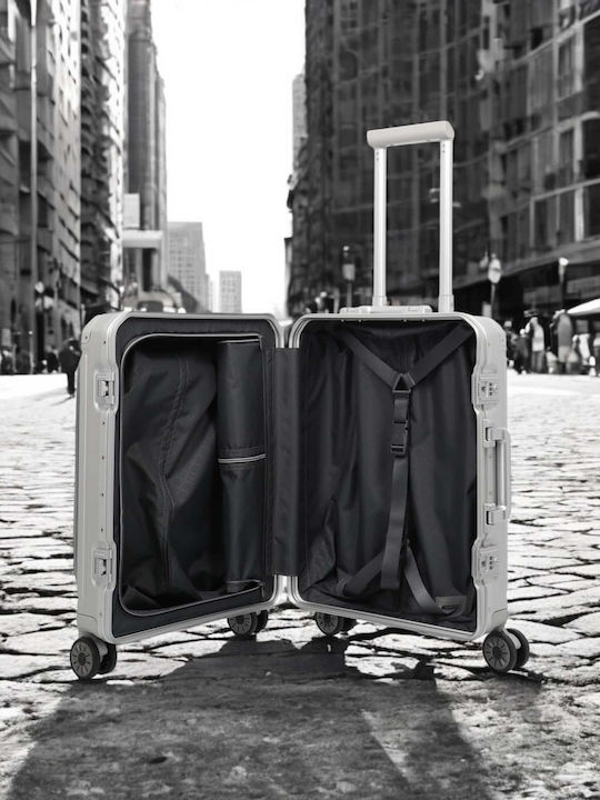 Travelite Cabin Hard Silver Suitcase With 4 Wheels Height 55cm