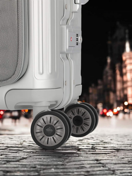 Travelite Cabin Hard Silver Suitcase With 4 Wheels Height 55cm