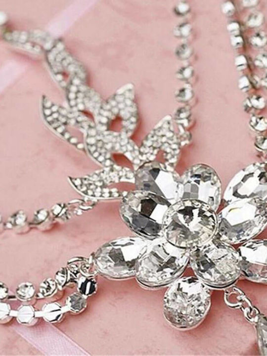 Bridal Accessories Headpiece Forehead Crystals Silver Bride Wedding Antonia