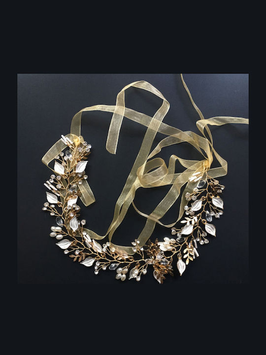 Unique Bridal Hair Decoration Gold Leaf Design Pearls Crystals Teresa
