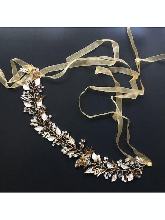 Unique Bridal Hair Decoration Gold Leaf Design Pearls Crystals Teresa