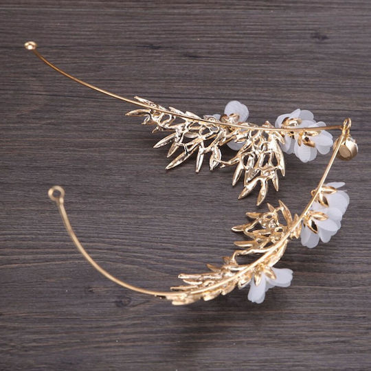 Crown Headpiece Forehead Bohemian Waterdrop Leaves Crystals Gold Bride Wedding Fern