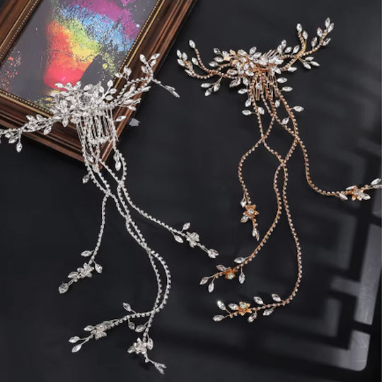Bridal Hair Comb Long Vine Silver or Gold Austrian Swarovski Crystals Albertine