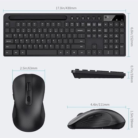 Marvo KC411W Wireless Keyboard & Mouse Set English US Gray