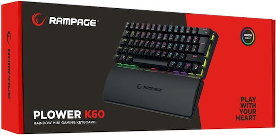Rampage PLOWER K60 Gaming Mechanical Keyboard 60% with Custom Blue switches and RGB lighting (English US)