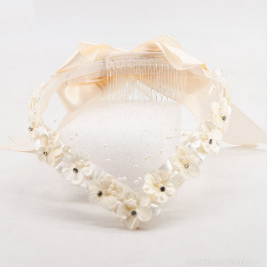 Beautiful Hair Crown Fabric Roses White or Beige Flower Girl Annie