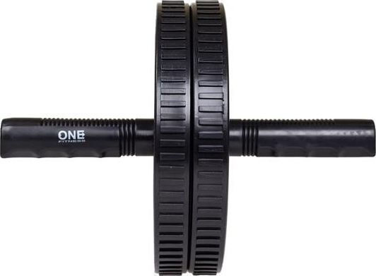 One Fitness Ρόδα Κοιλιακών Μαύρη με Αντιολισθητικές Λαβές