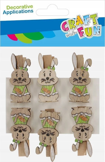 Craft with Fun Πασχαλινός Λαγός Ξύλινος Σετ 6τμχ
