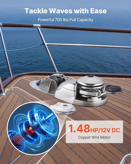 Vevor Vertical Electric Anchor Winch 12v 1100w Chain & Rope Maximum Pull 320 Kg Stainless Steel 316 Boats 6-11 M Ddmjczs700lb1ekc3001v9