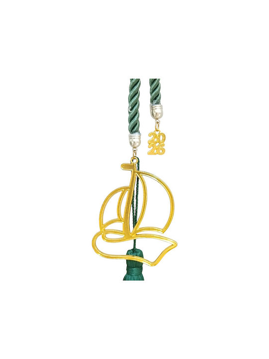 Kalliopi Silver Handmade Hanging Lucky Charm Boat Gold 2026 7x8cm