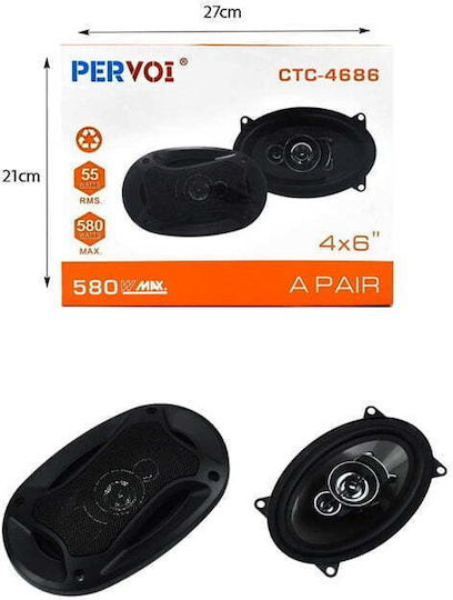 PerVoi Set Boxe Auto Pervoi 4x6" cu 55W RMS (Midrange)